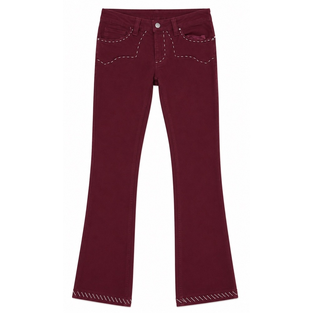Antik Denim Womens Burgundy Whipstitch Bootcut Jeans Embroidered Western Red